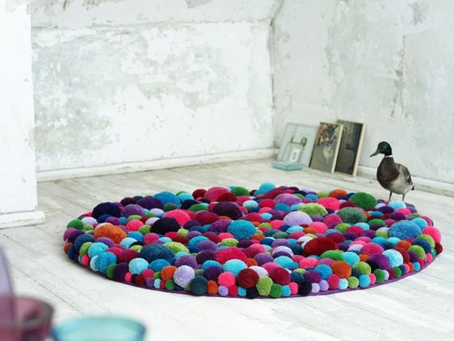 Fluffy Pom-Pom Rug Statement