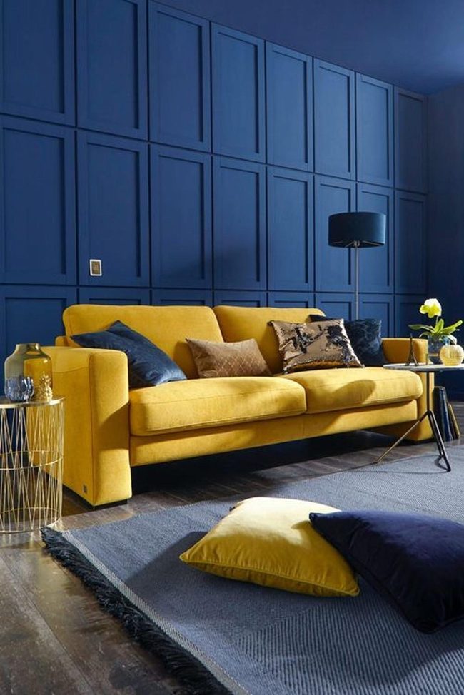 Deep Blue Walls, Sunny Yellow Accents