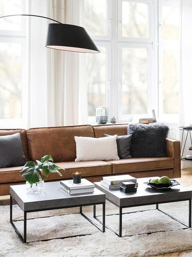 Brown Leather Centerpiece With Layered Comfort