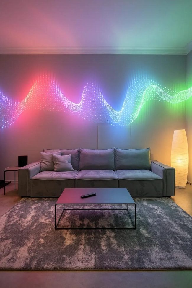 Pink-Blue-Green Led Wall Statement