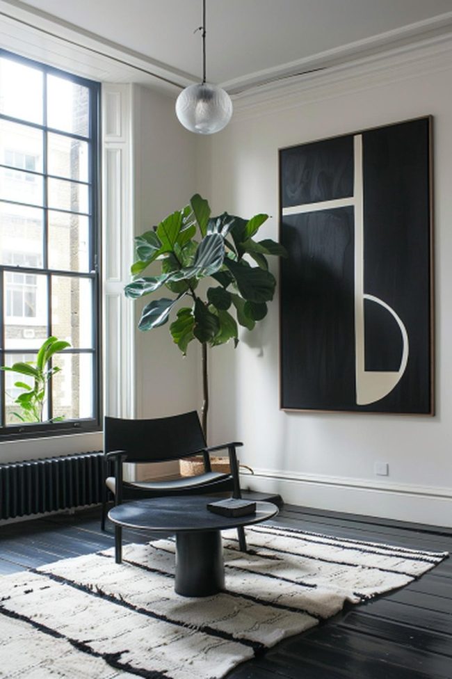 Dark Sectional With Green Accents