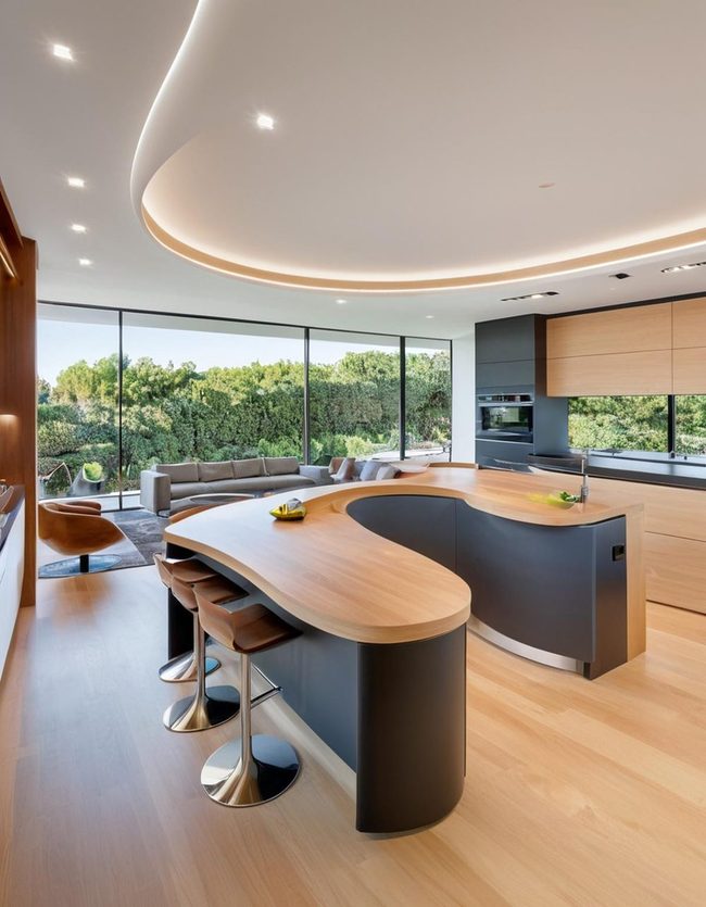 Curved Oak Meets Smart Storage