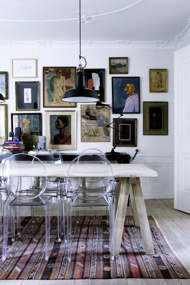 Black Pendant Over Wooden Table
