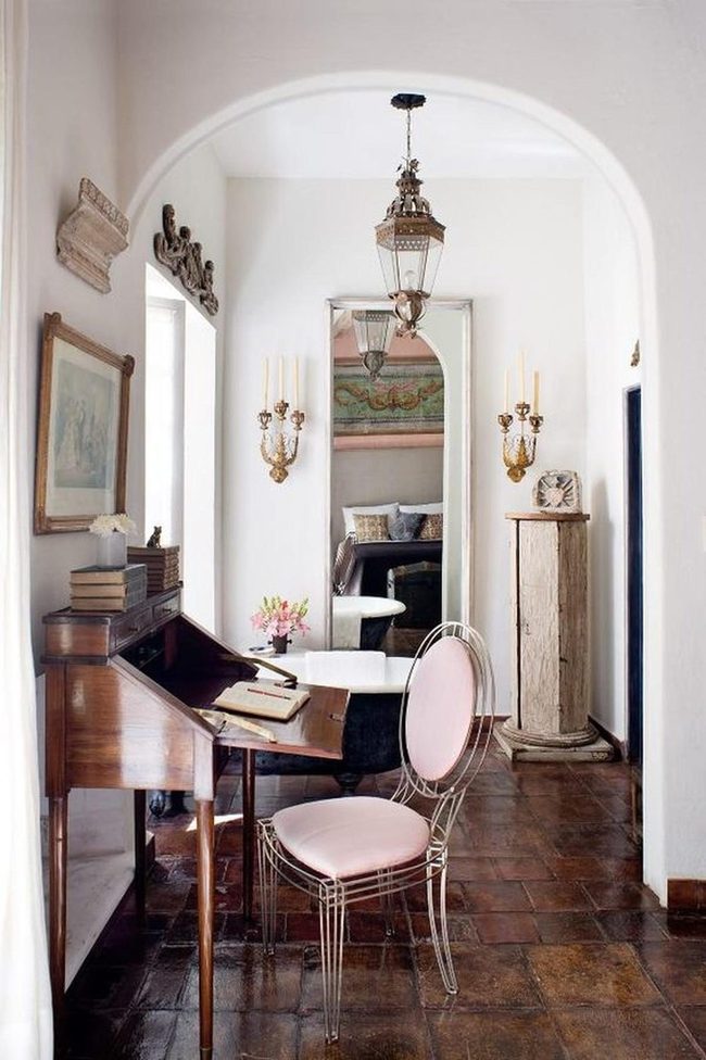 Sunlit Wood Desk Pink Chair Nook