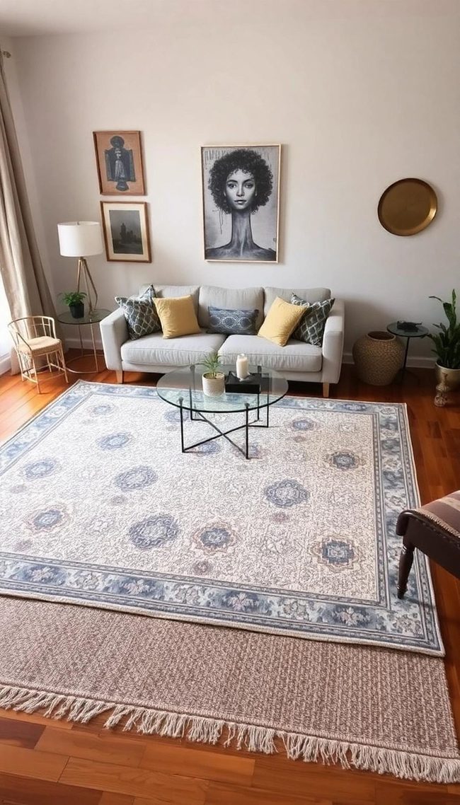 Layered Rugs Add Floor Dimension