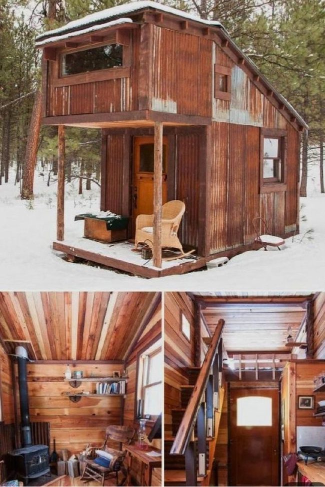 Golden Fireplace Lighting Warms Cabin
