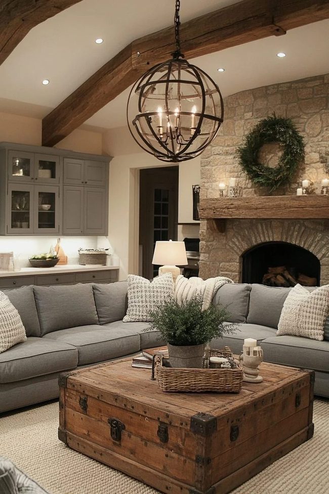 Grey Sofa With Layered Textures
