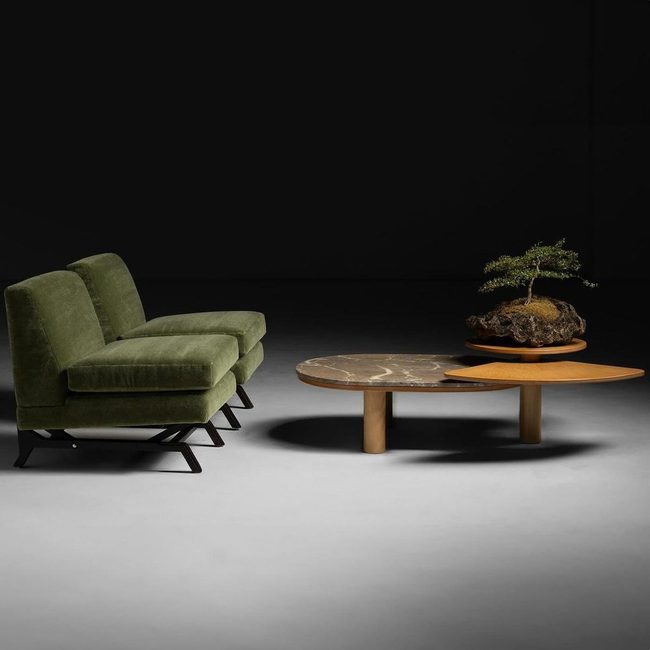 Velvet Meets Natural Wood