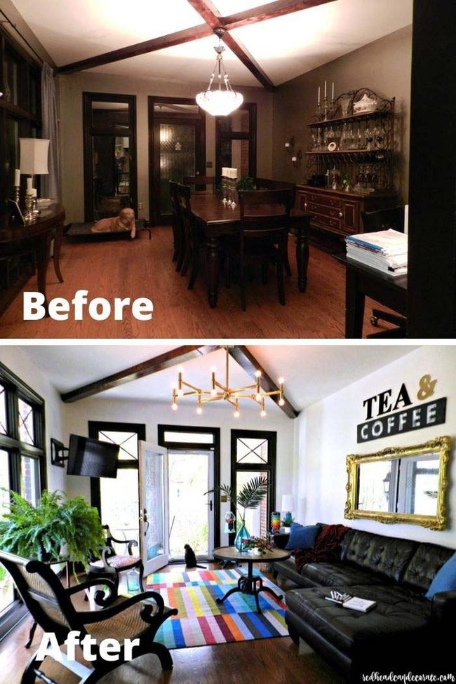 Bold Patterned Carpet Transforms Dark Rooms