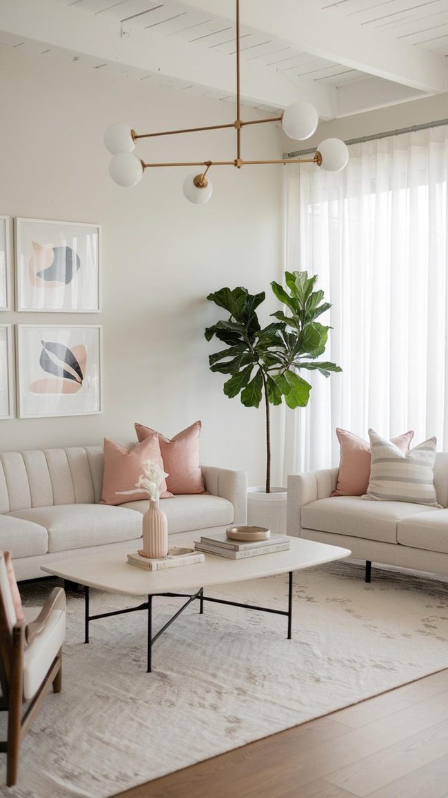 Single Green Plant Modern Spring Living Room
