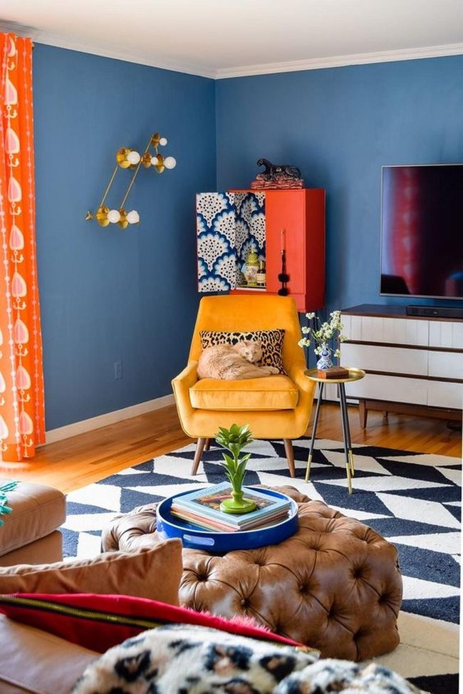Electric Blue Walls Orange Red Drama