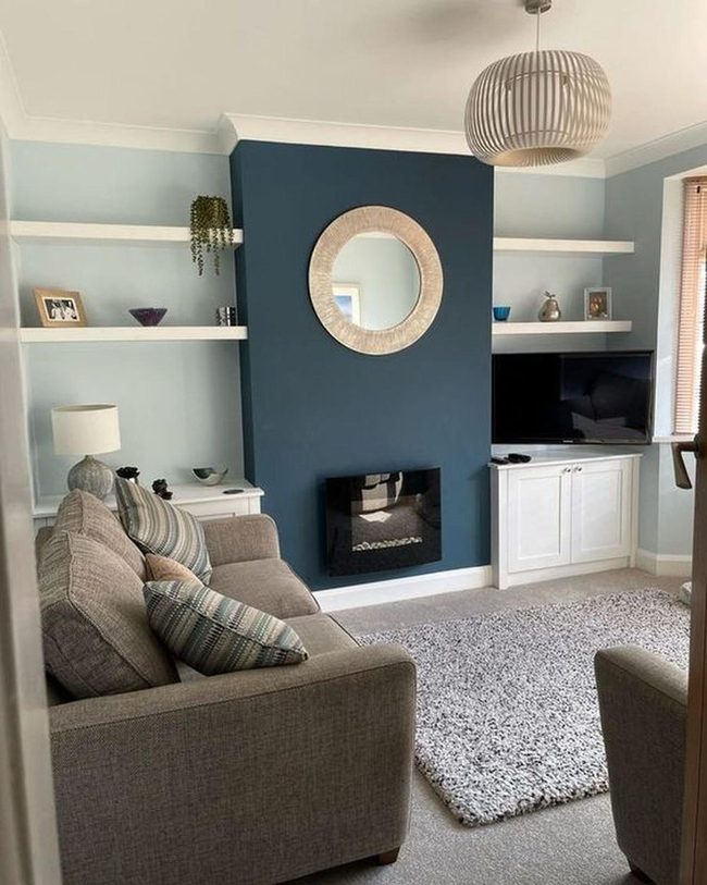 Deep Blue Fireplace Focal Point