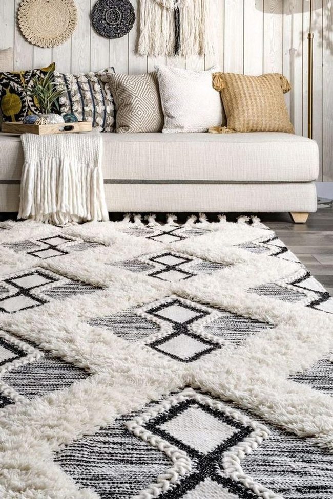 Black Diamond Rug Anchors Neutral Living
