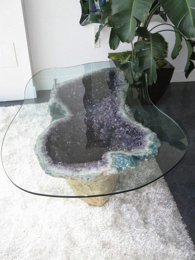 Purple Crystal Geode Table Base