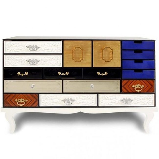 Blue And Wood Mixed Hardware Dresser