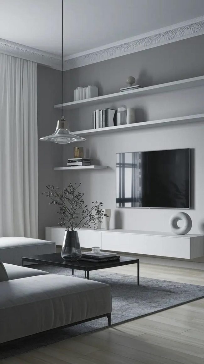Grey Sofa With Warm Metal Accents