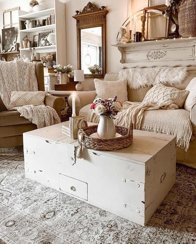 White Trunk Coffee Table Storage