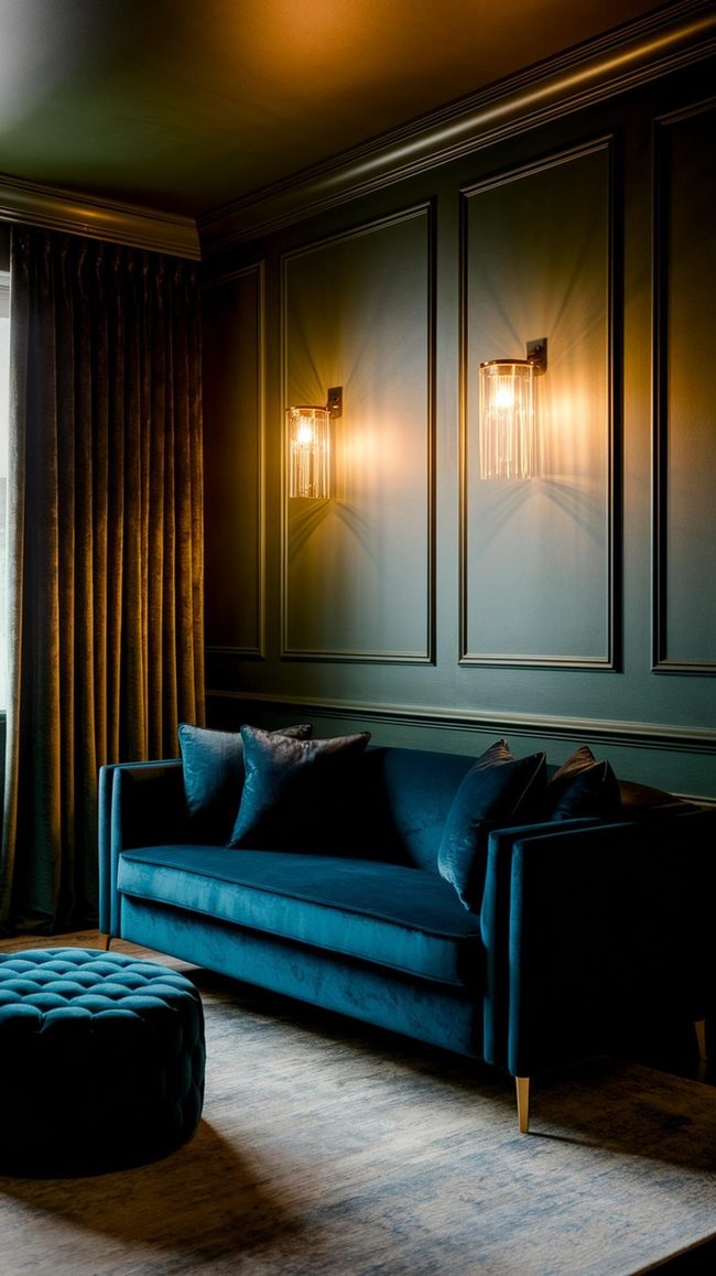 Deep Blue Velvet Living Room