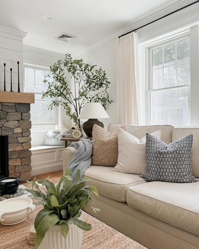 Stone Fireplace Anchors Cozy Living