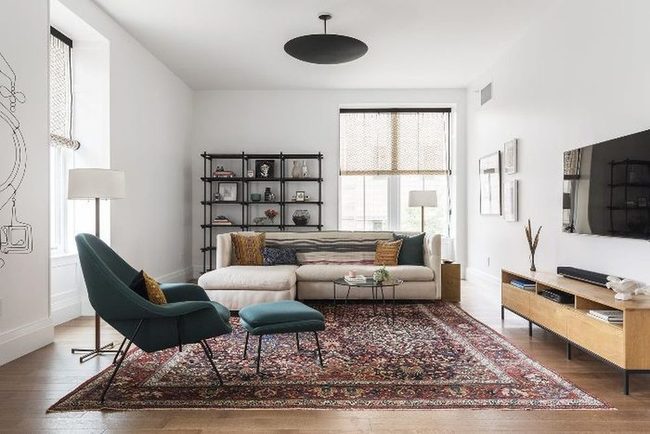 Colorful Rug Transforms Living Room