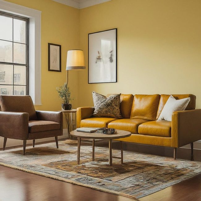 Yellow And Brown Living Room Foundation