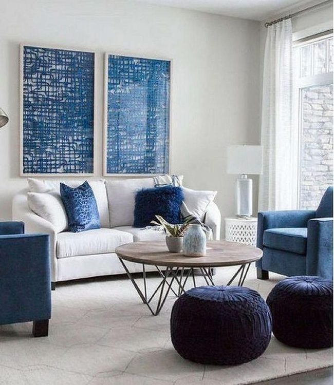 Blue Armchairs Meet White Minimalism