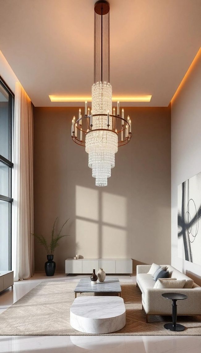 Chandelier And Layered Lighting Design