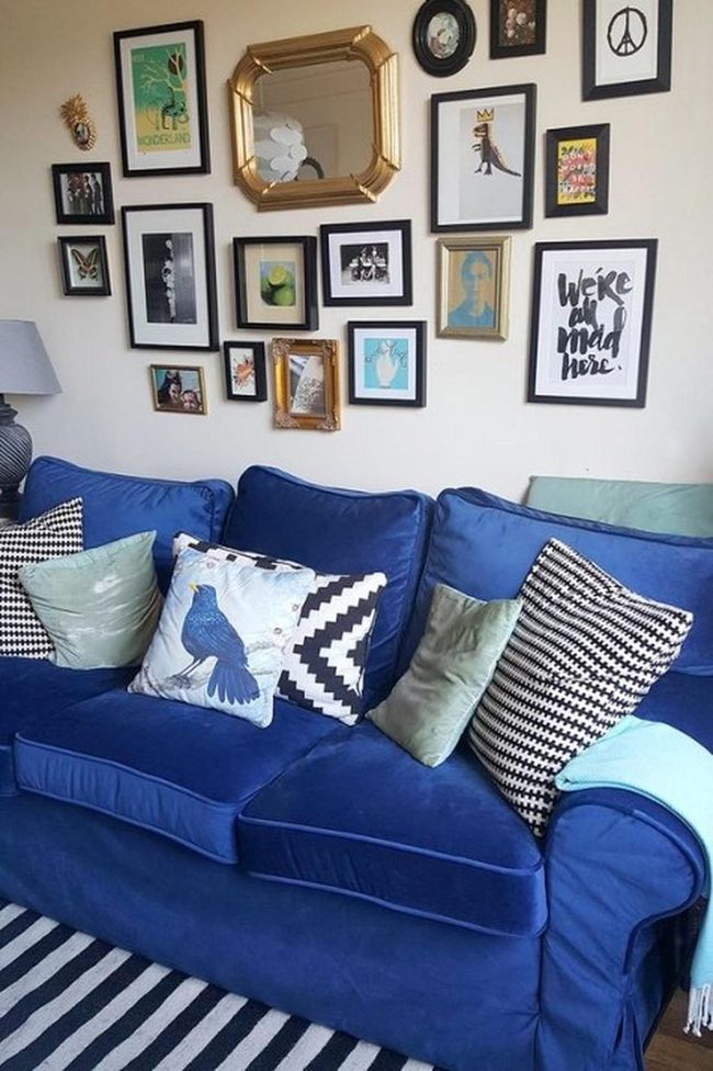 Gold Mirror Brightens Modern Living Room