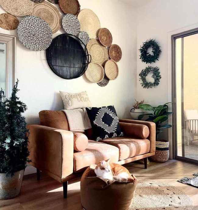 Woven Baskets Wall Display