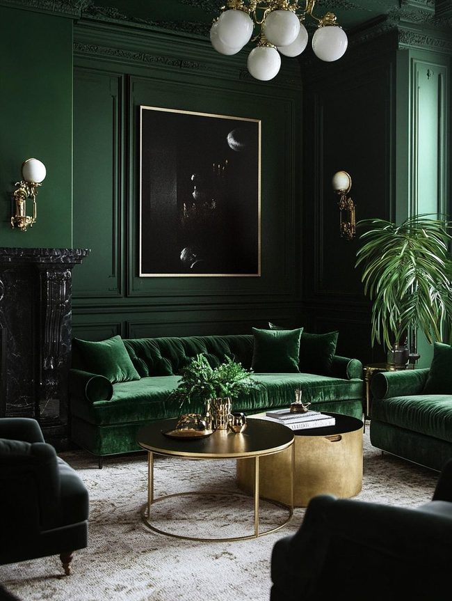 Deep Green Velvet Luxury Living