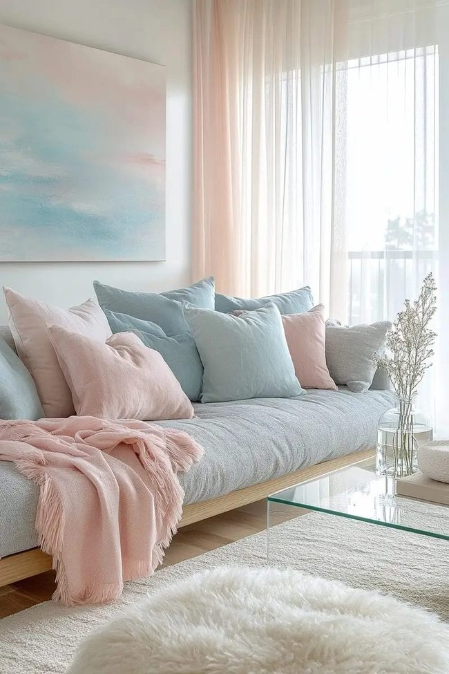 Pastels And Grey Living Room Harmony