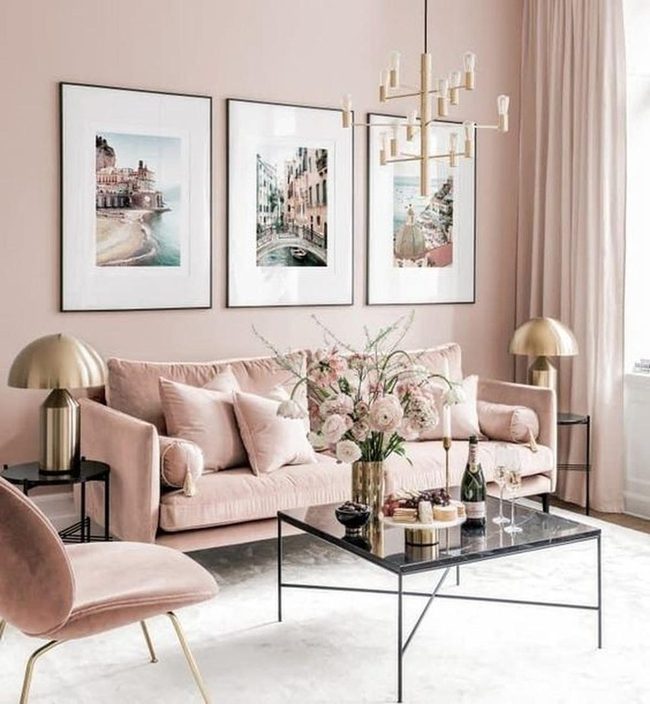 Pink And Gold Living Room Elegance