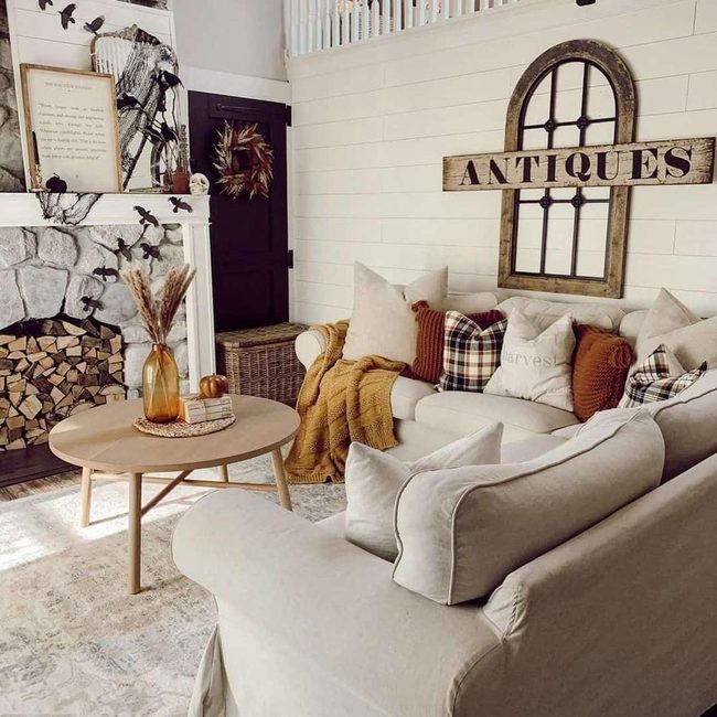 Stone Fireplace Gray And Yellow
