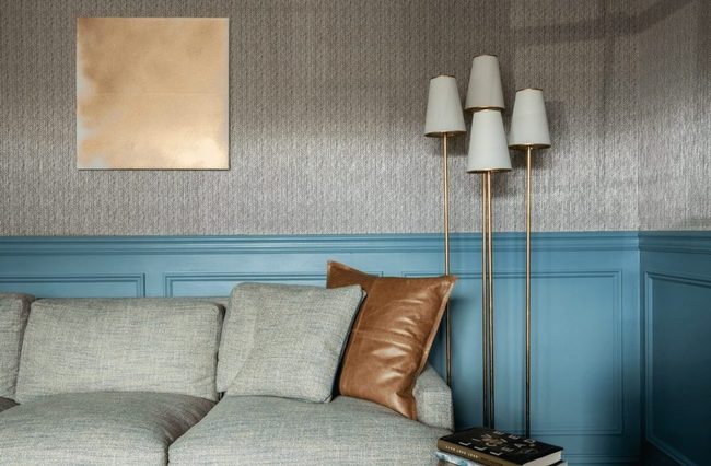Gray Herringbone Meets Sky Blue
