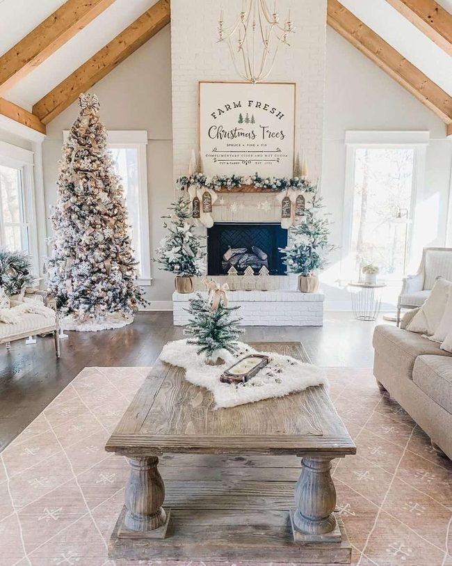 White Sheepskin Fireplace Focal Point