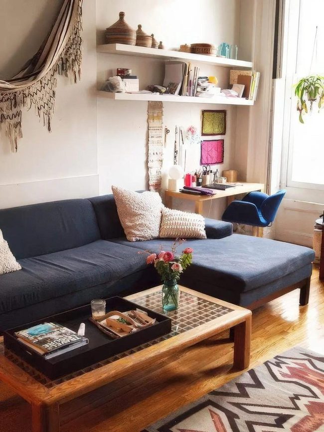 Golden Blue Living Room Sanctuary