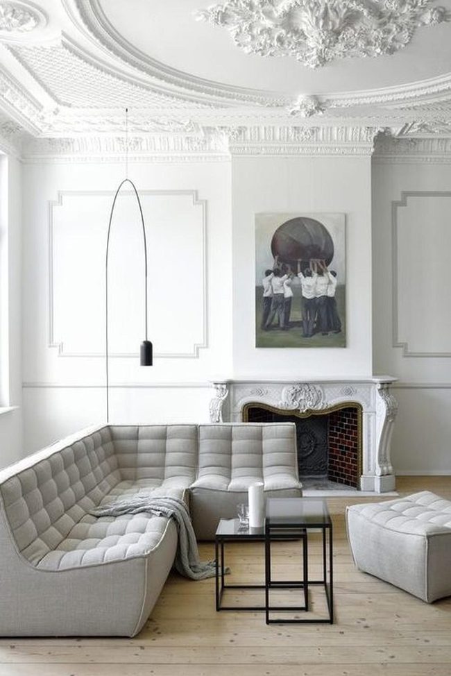 Gray Modern Living Room With Statement Art