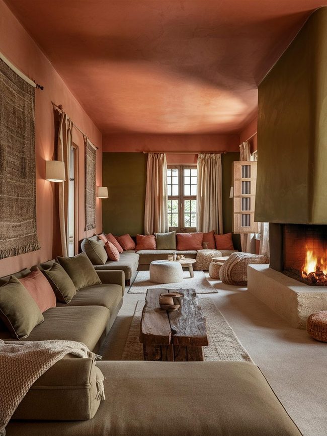 Soft Greens Meet Natural Materials