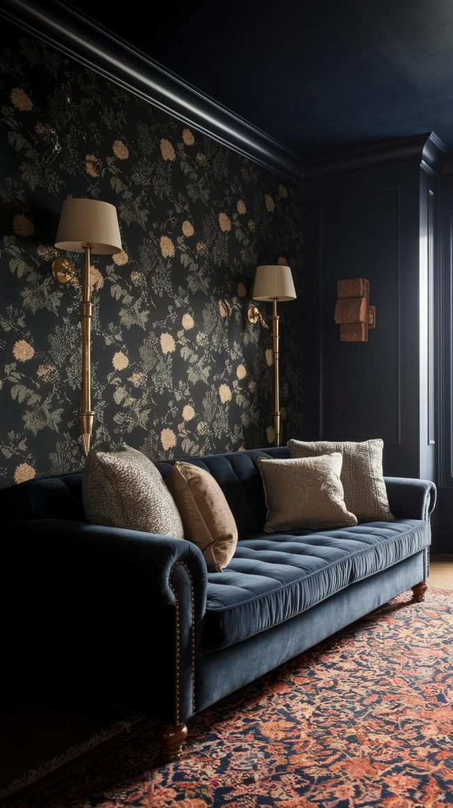 Deep Plum Damask Wall Statement
