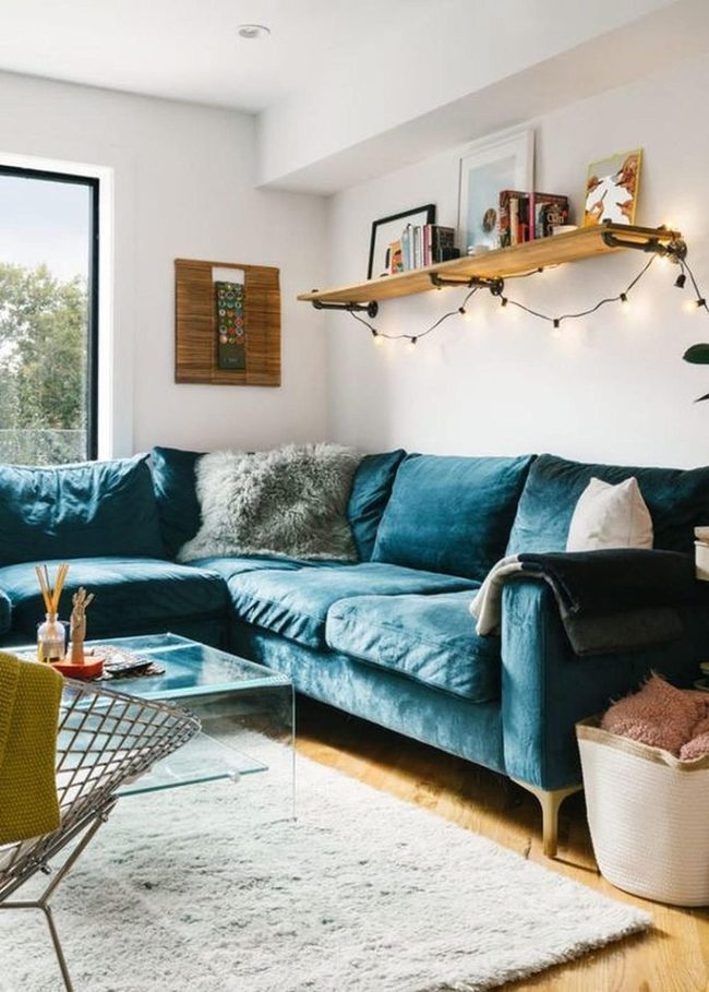 Deep Blue Velvet Living Space