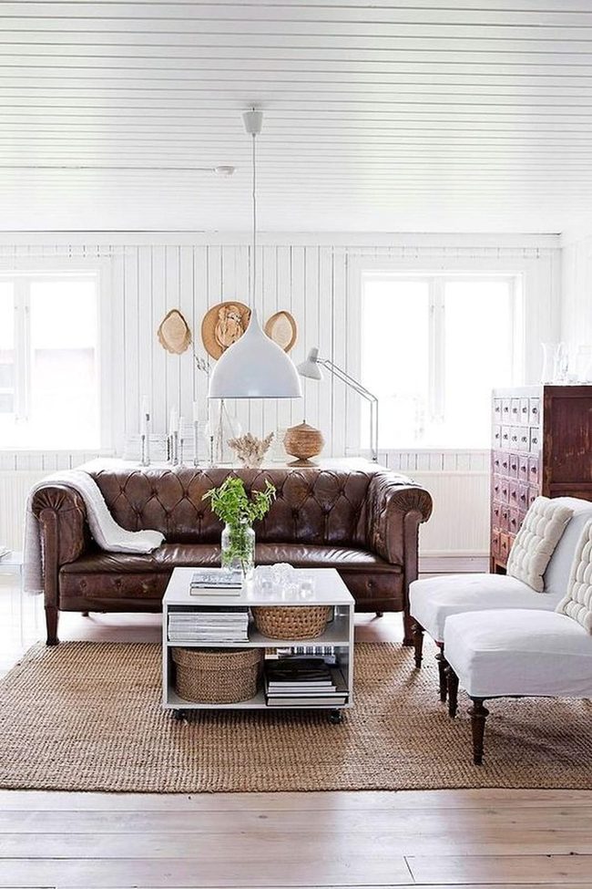 Dark Brown Leather Meets Bright White
