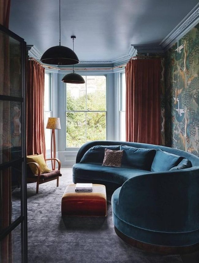 Deep Blue Curves And Rust Tones