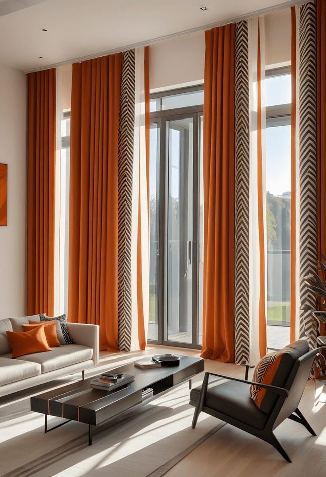 Burnt Orange Geometric Window Statements