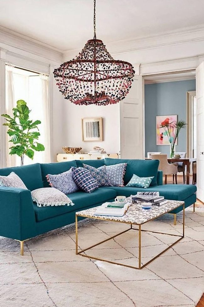 Teal And Gold Modern Living