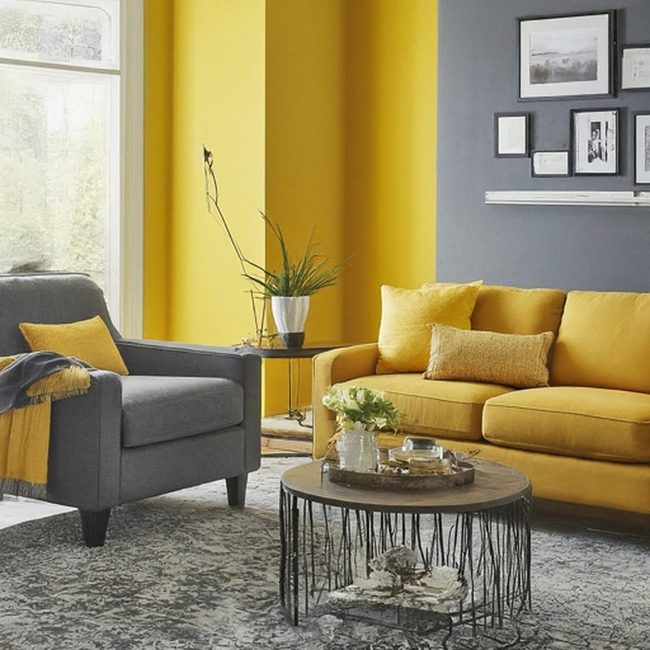 Yellow And Gray Living Room Palette