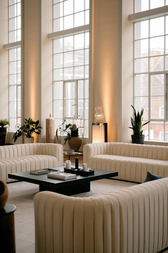 Cream Sofas Meet Black Minimalism