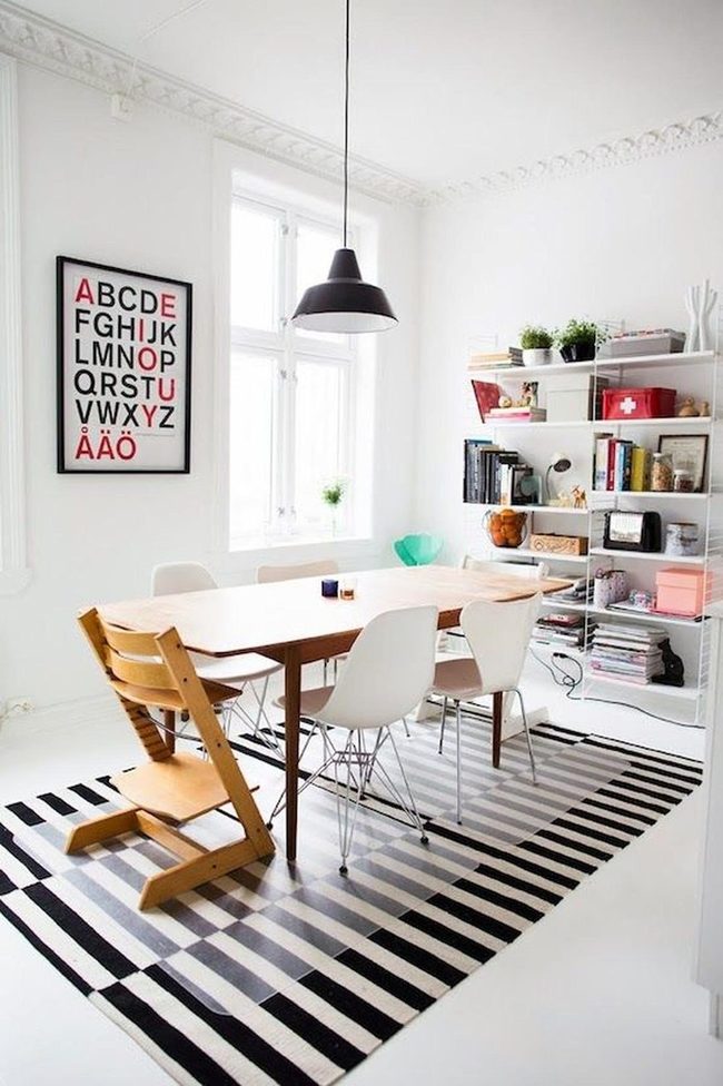 Striped Rugs Meet Modern Dining
