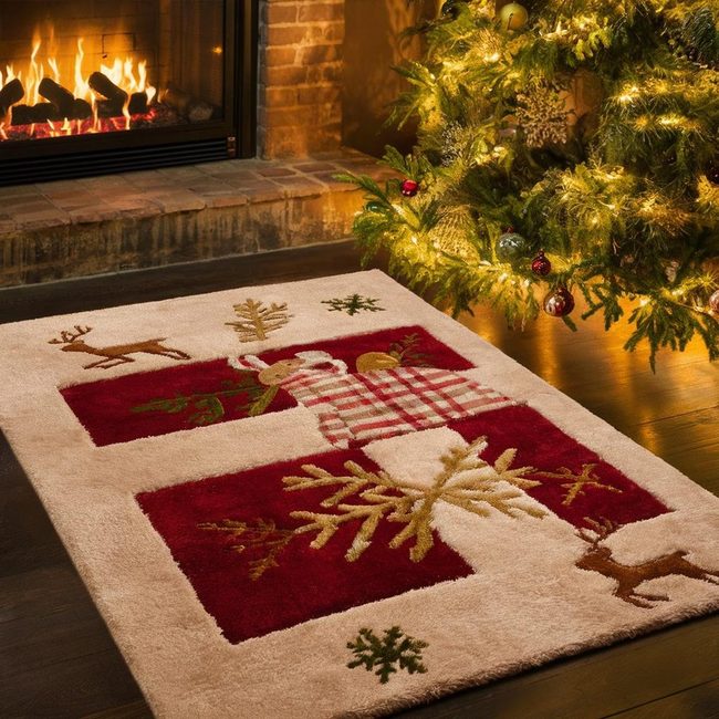 Red and Green Seasonal Floor Transformation