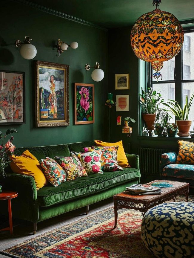 Dark Green Eclectic Lounge