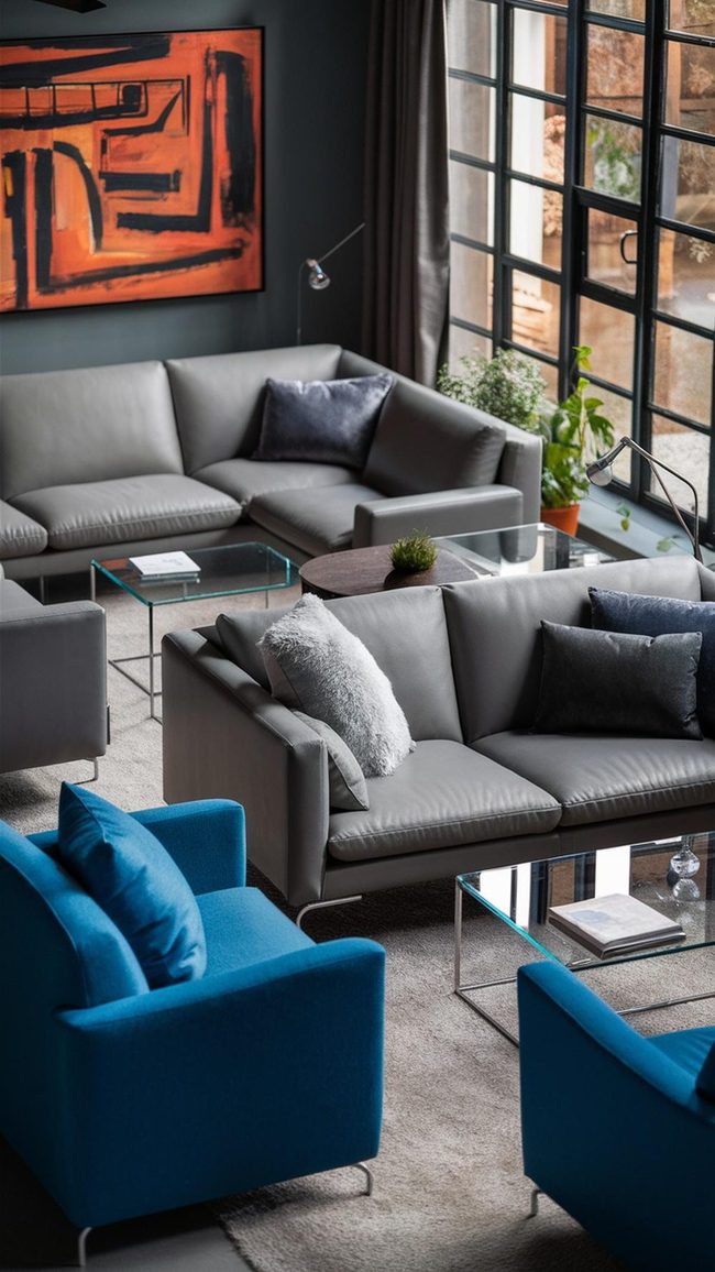 Gray and Blue Lounge Balance